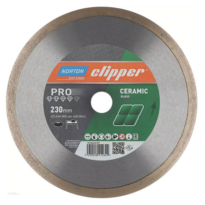 Disque diamant PRO CERAMIC Glass Ø230 x 25 4 mm NORTON CLIPPER