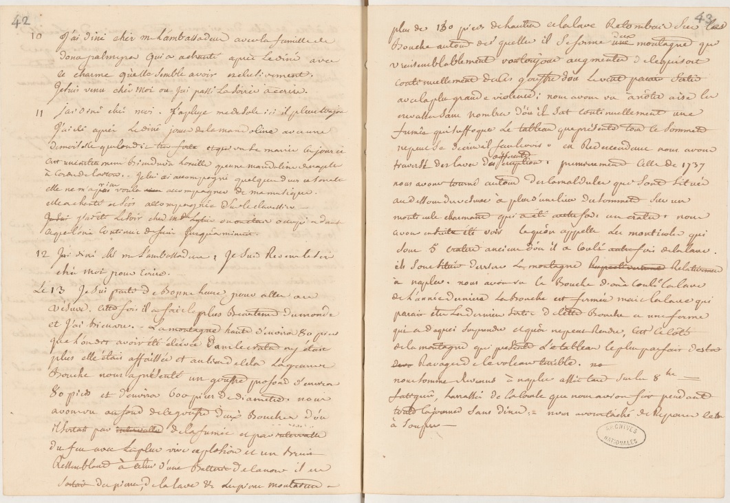 Papiers Courboulin, dossier 3 : Claude-Alexandre Buisson, Journal de voyage en Italie (22 octobre 1777-19 mai 1778),214AP/8 Papiers Courboulin, dossier 3 : Claude-Alexandre Buisson, Journal de voyage en Italie (22 octobre 1777-19 mai 1778),214AP/8