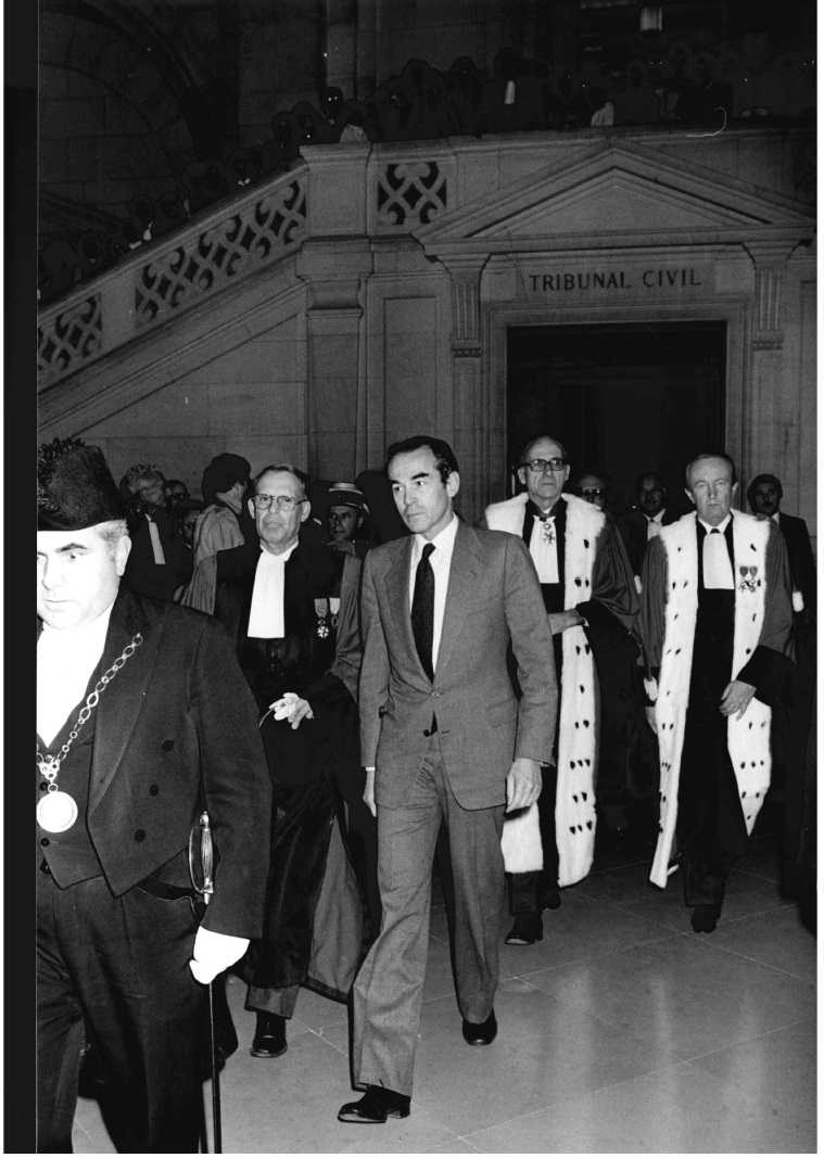 Robert Badinter, garde des Sceaux, ministre de la Justice, lors de la rentrée solennelle du Tribunal de grande instance de Paris, 13 janvier 1982. Archives nationales, 19950422/3. Crédits : ministère de la Justice