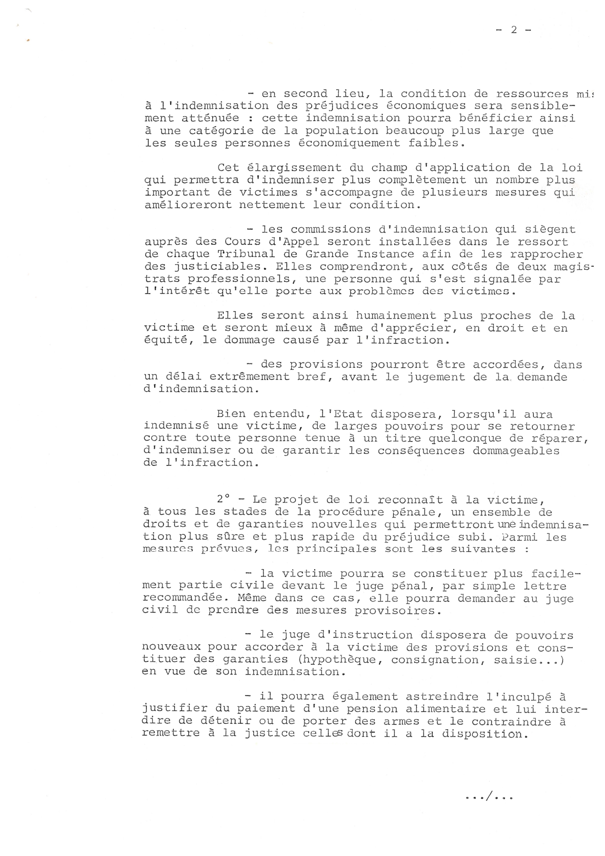 Exposé des motifs du projet de loi renforçant la protection des victimes d’infractions, 29 mars 1983. Archives nationales, 20000214/3.