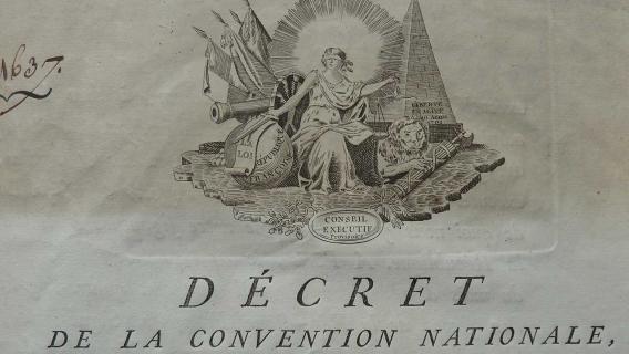 Décret de la convention du 3 octobre 1793, détail. Décret de la convention du 3 octobre 1793, détail.