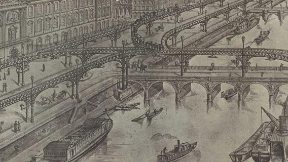 Projet pour le métropolitain parisien, Charles Leroux, 1894, détail. Projet pour le métropolitain parisien, Charles Leroux, 1894, détail.