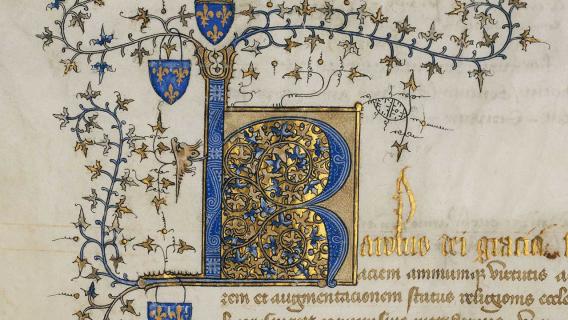 Charte d'amortissement par Charles VI, 1400, détail. Charte d'amortissement par Charles VI, 1400, détail.