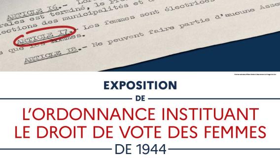 Affiche de l'exposition de l'ordonnance insitutant le droit des femmes