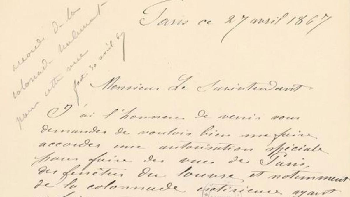 Lettre de Claude Monet à Monsieur Emile de Nieuwerkerke, 27 avril 1867 Lettre de Claude Monet à Monsieur Emile de Nieuwerkerke, 27 avril 1867