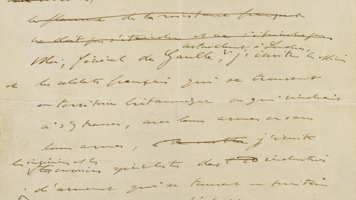 Manuscrit de l’Appel du 18 juin 1940 de la main du général de Gaulle, Archives nationales, AG/3(1)/290