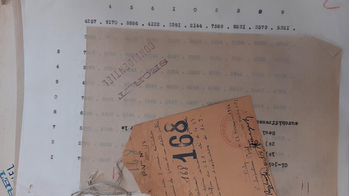 Scellé sur un dossier de chiffrement du CIE, 1944.