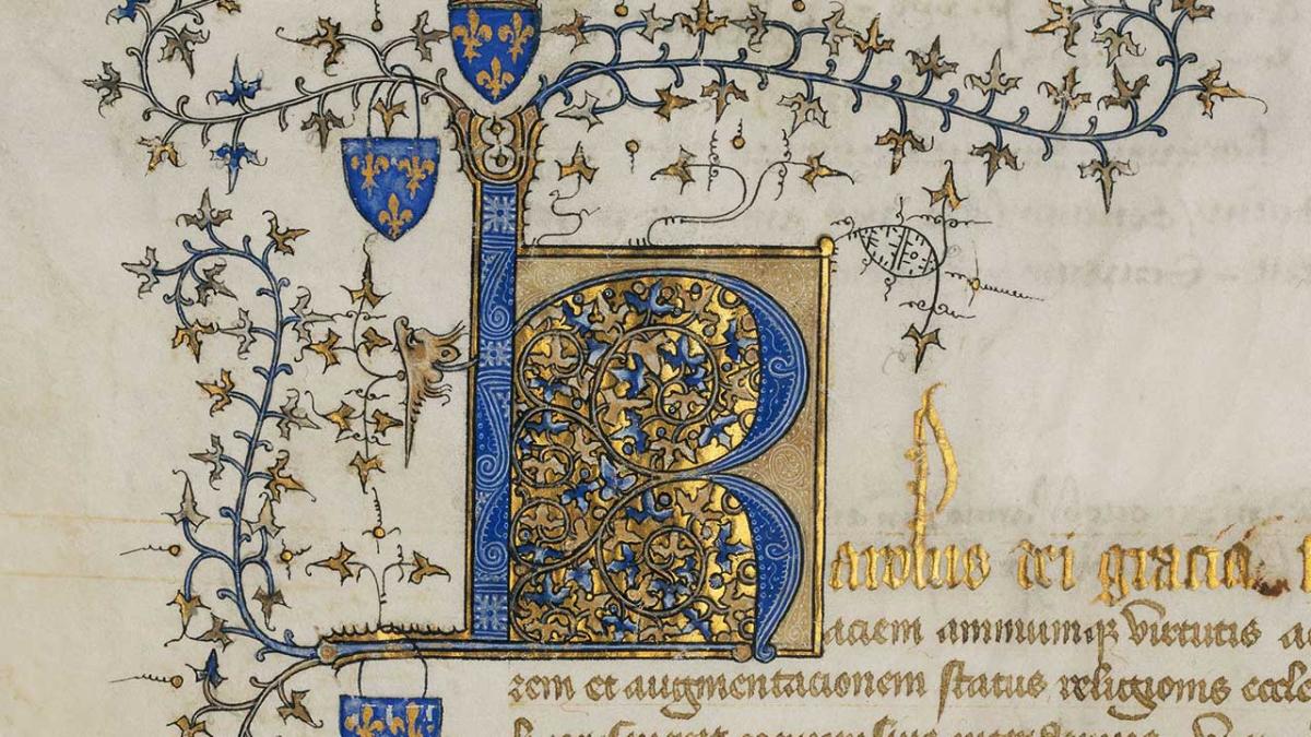 Charte d'amortissement par Charles VI, 1400, détail.