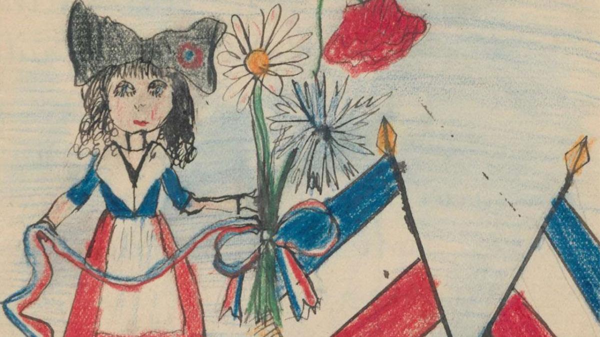 Détail d'une lettre adressée par une enfant à son père au front, 1916.