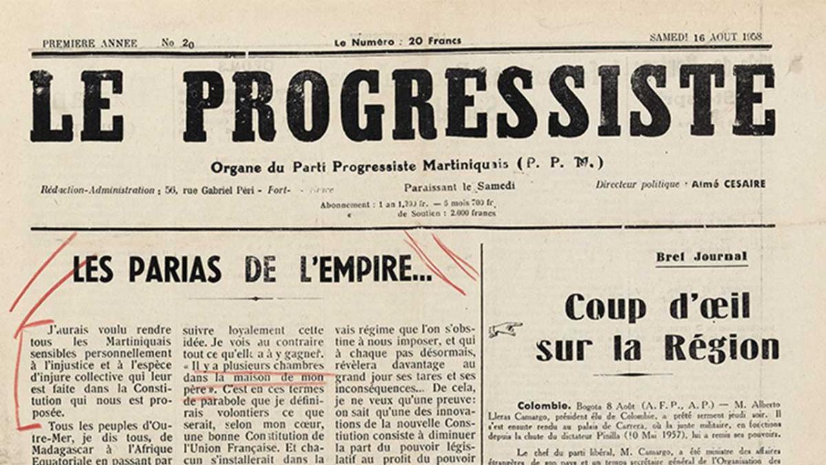 Visuel du journal "Le progressiste" Visuel d'un journal papier
