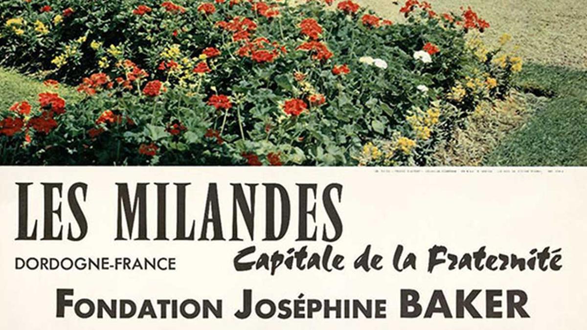 Affiches Les Milandes, Capitale de la Fraternité, Fondation Joséphine Baker. Ses restaurants, ses hôtels, sa piscine, son parc d'attraction