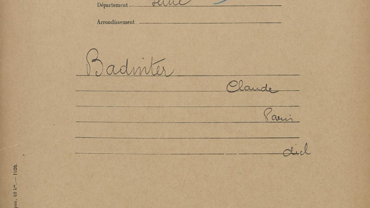 Extraits du dossier de naturalisation de Claude Badinter, frère de Robert Badinter (1927), Archives nationales, BB/11/9961, dossier 11838 X 1927