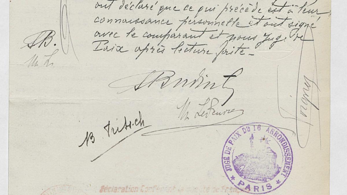 Extraits du dossier de naturalisation de Claude Badinter, frère de Robert Badinter (1927), Archives nationales, BB/11/9961, dossier 11838 X 1927