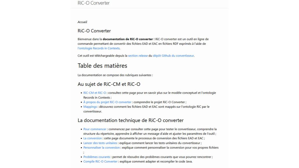 Capture écran de texte de documentation de RiC-O. Capture écran de texte de documentation de RiC-O.