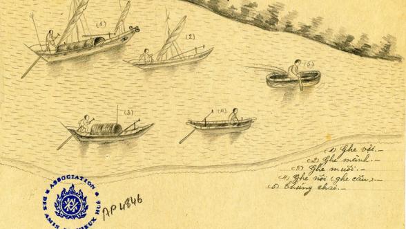 Dessin au crayon de bateaux de pêche