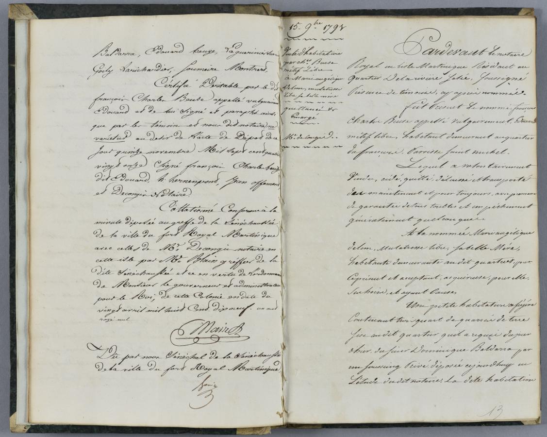 Double page d'un registre manuscrit.