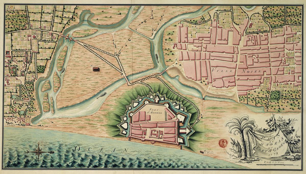 Plan dessiné et aquarellé