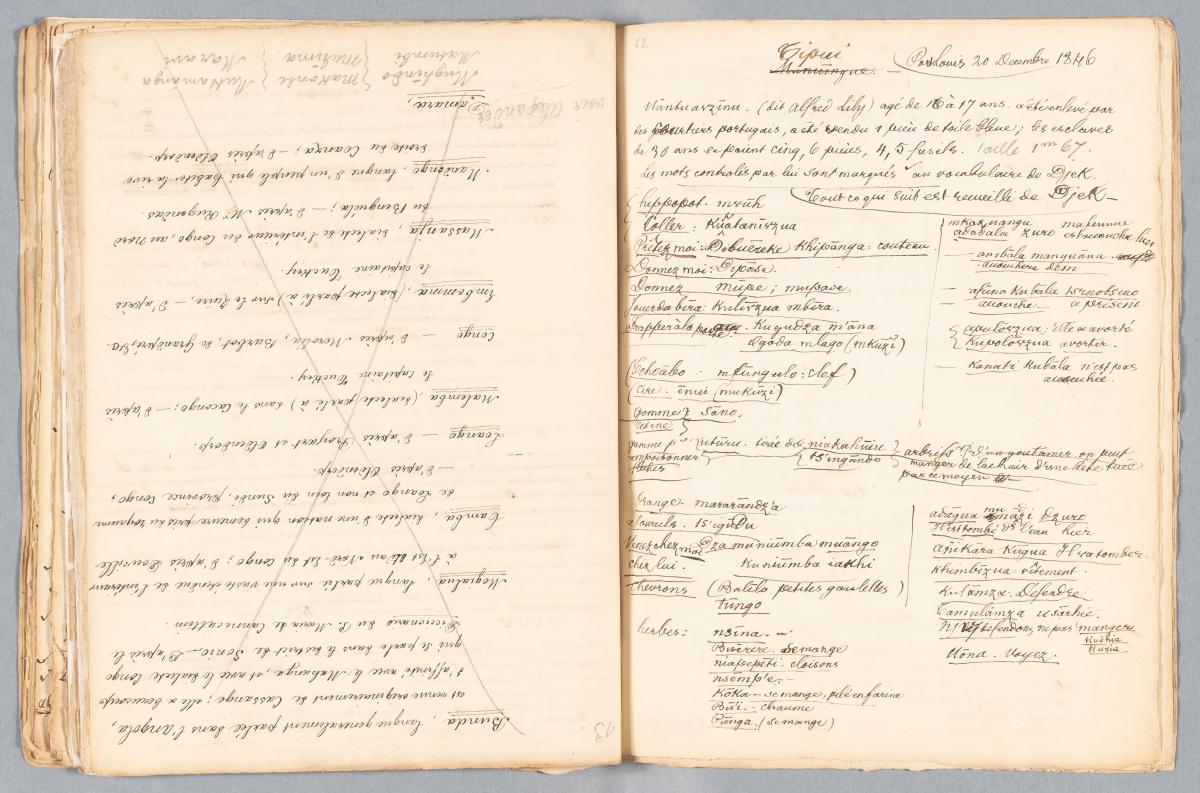 Double page d'un carnet manuscrit