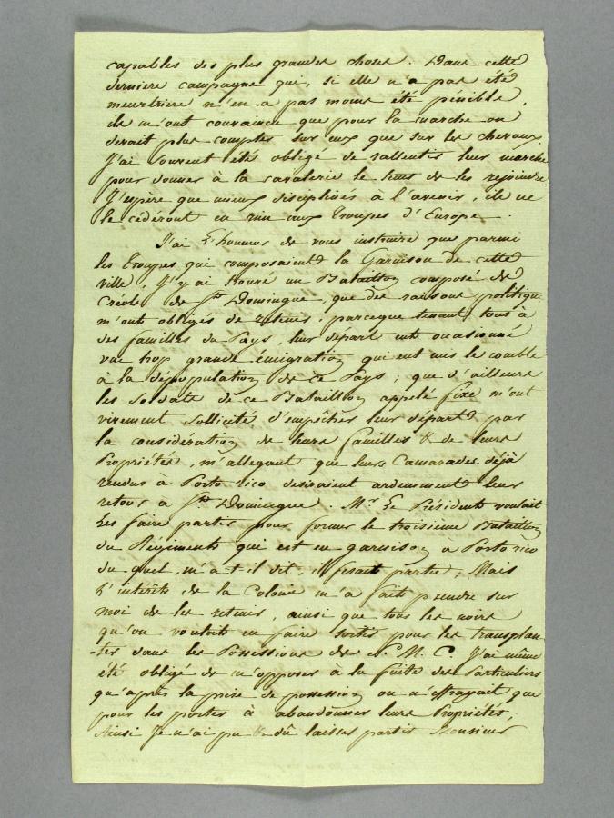 Texte manuscrit, extrait du dossier de Toussaint Louverture