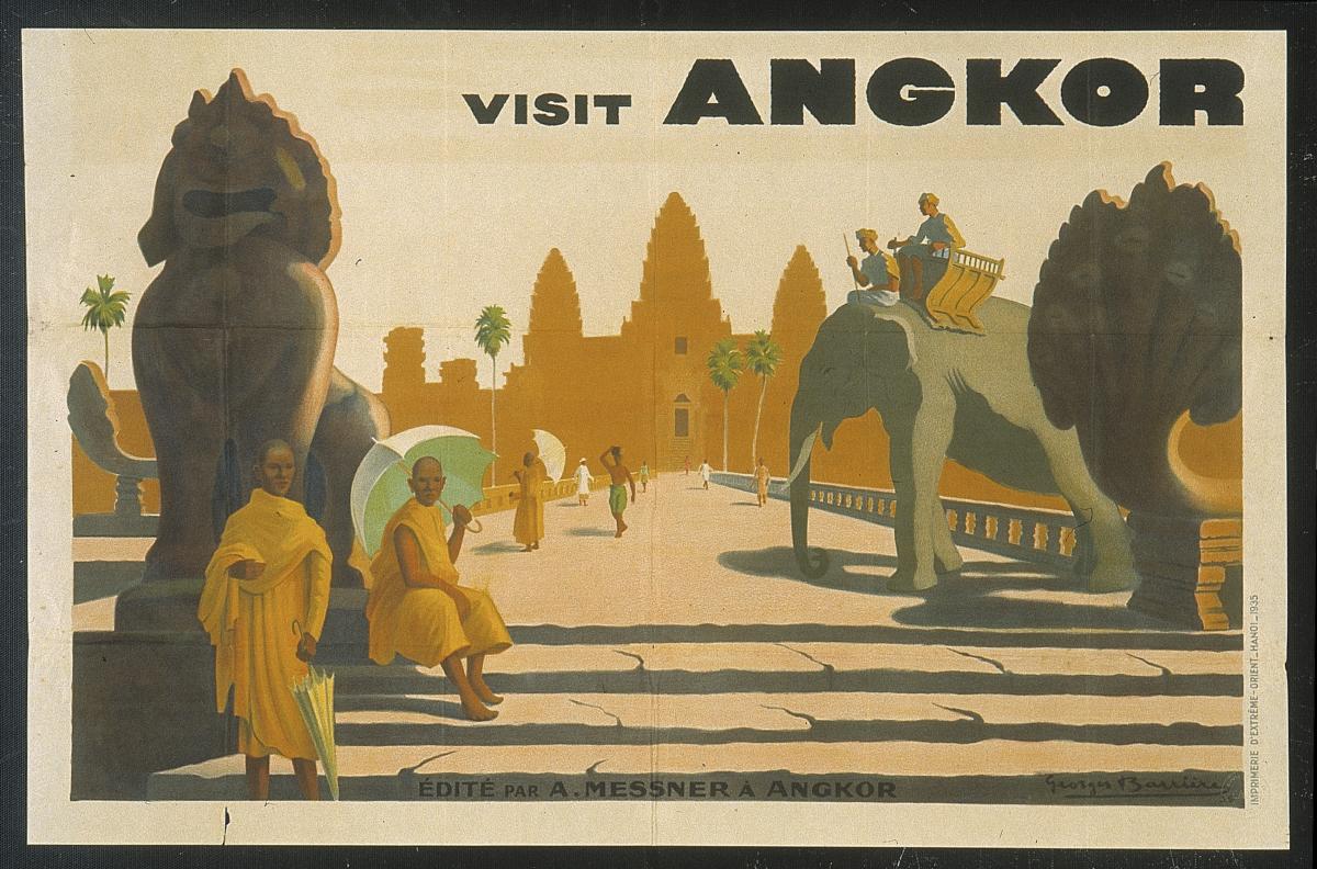 Affiche imprimée en couleur avec les temps d'Angkor illustrés