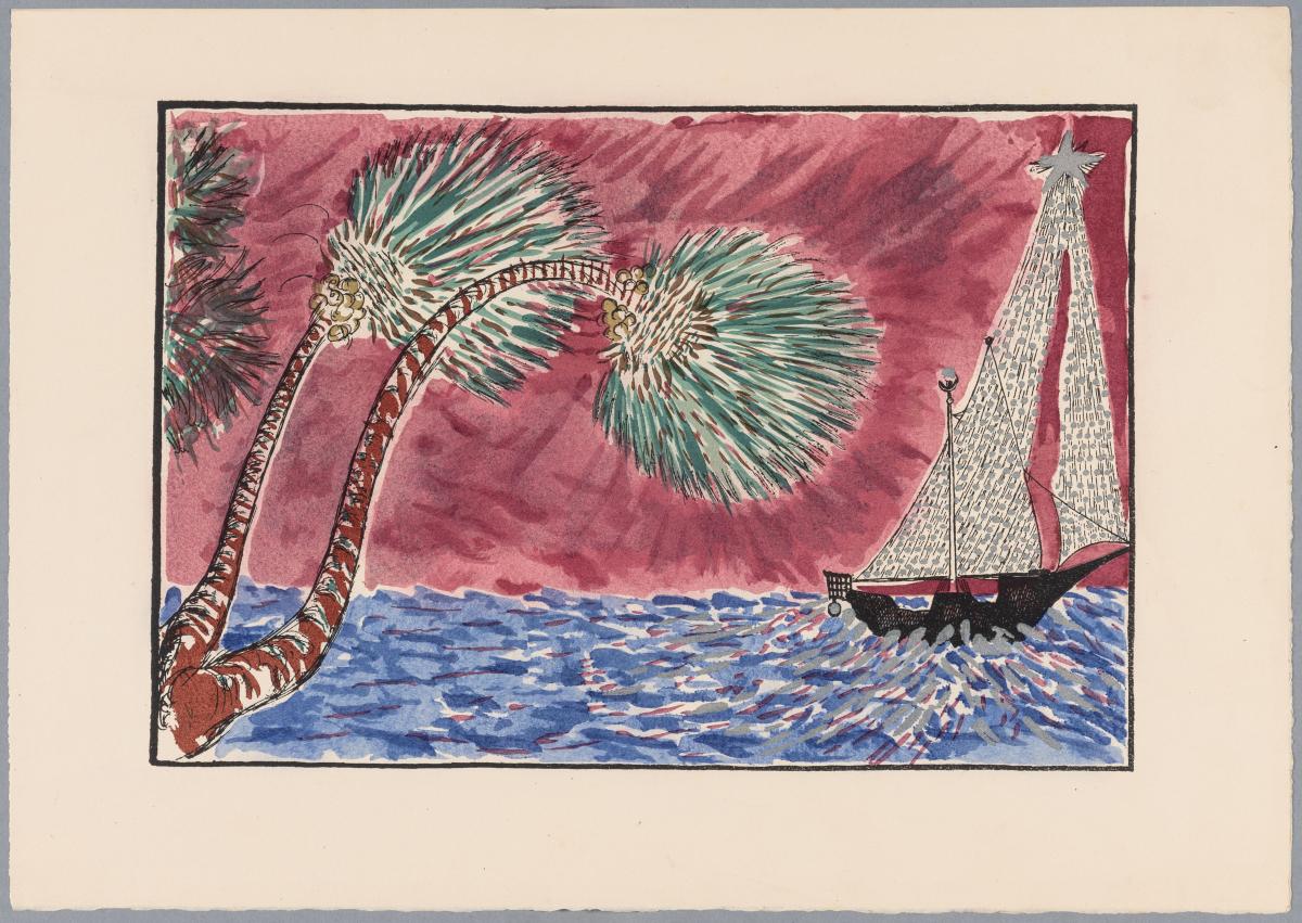Dessin en couleur d'un voilier