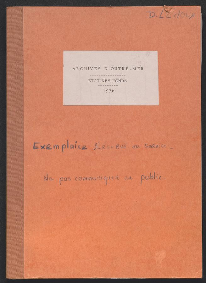 Couverture de l'état général des fonds