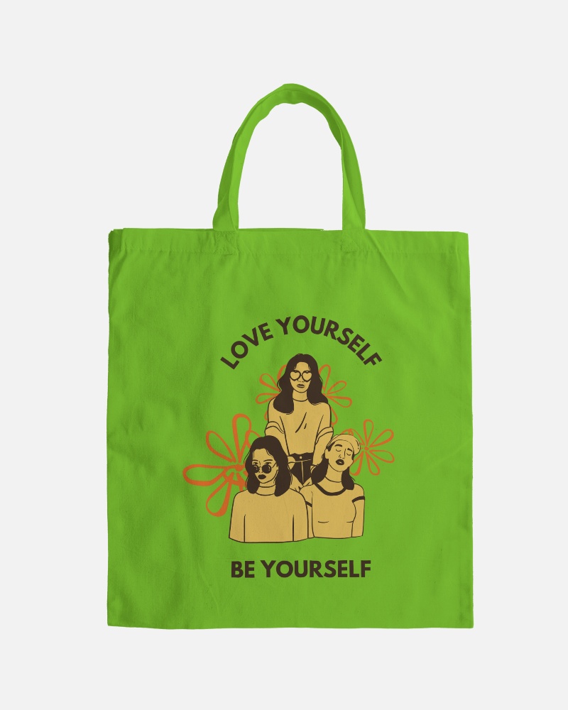 Flatlay Totebag Mockup On White Surface