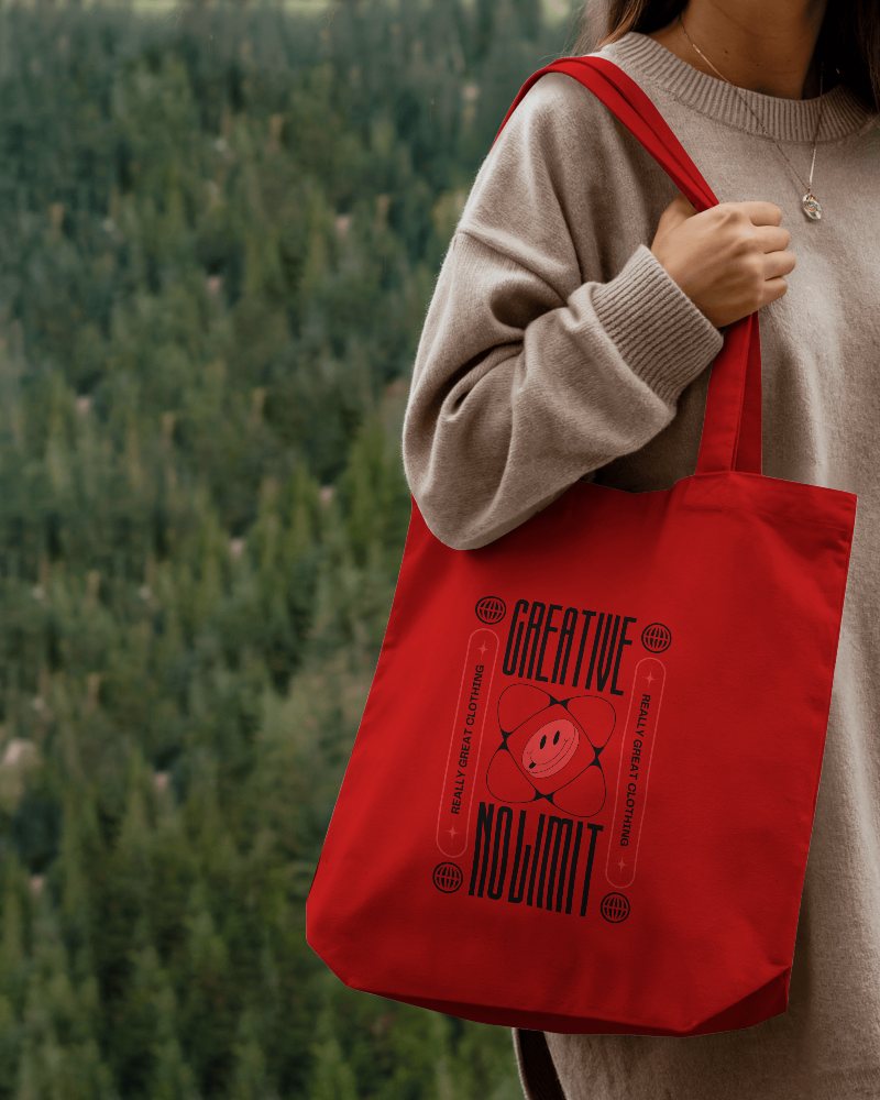 Tote Bag Mockup Outdoors In Autumn Outfit