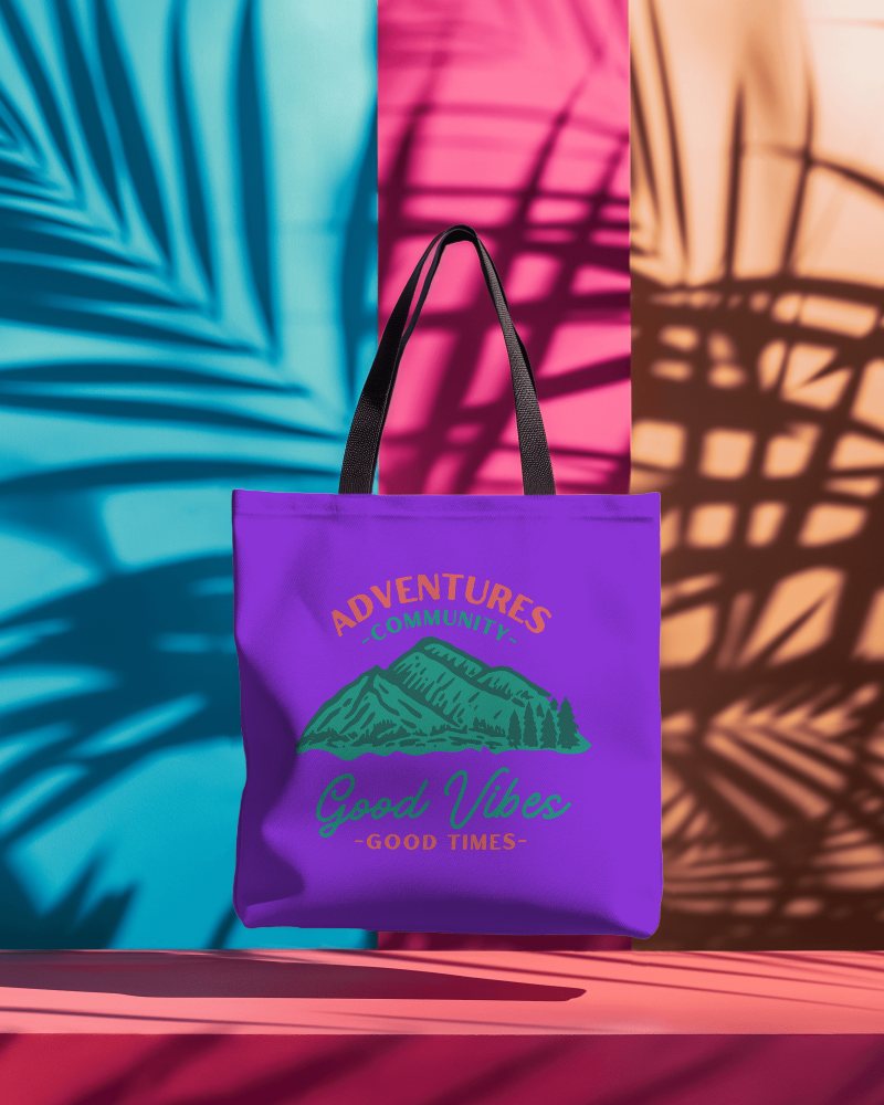 Tote Bag Mockup With Black Handle In A Pastel Background