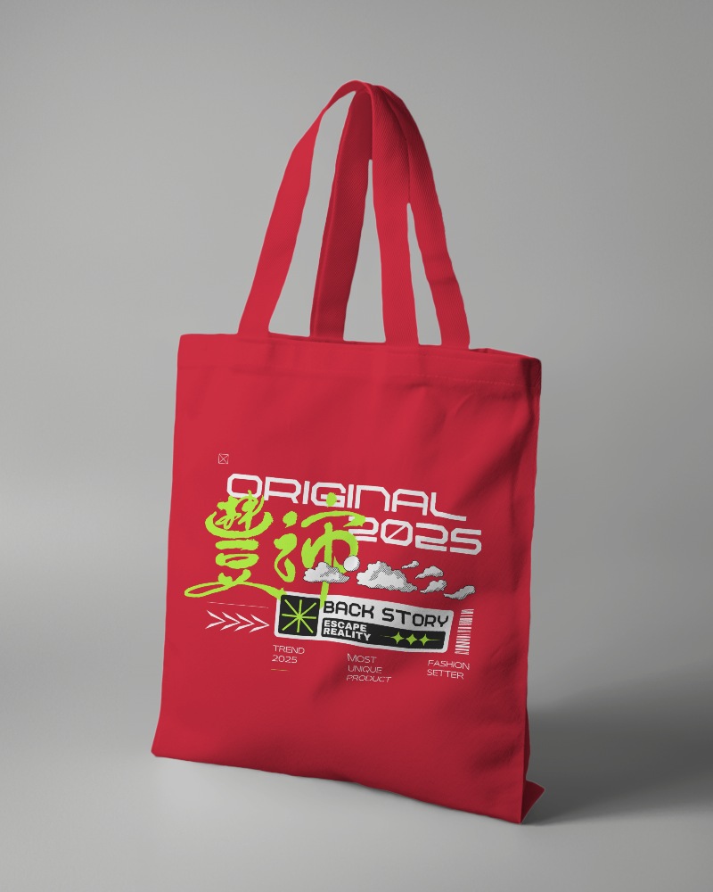Closeup Shot Of Tote Bag Mockup In Grey Studio