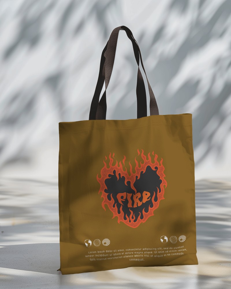 Tote Bag Mockup In Golden Hour With Shadows