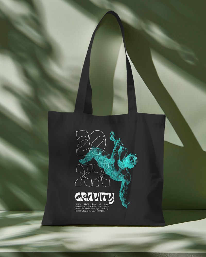 Small Tote Bag Mockup With Long Straps Lying On Wall Support
