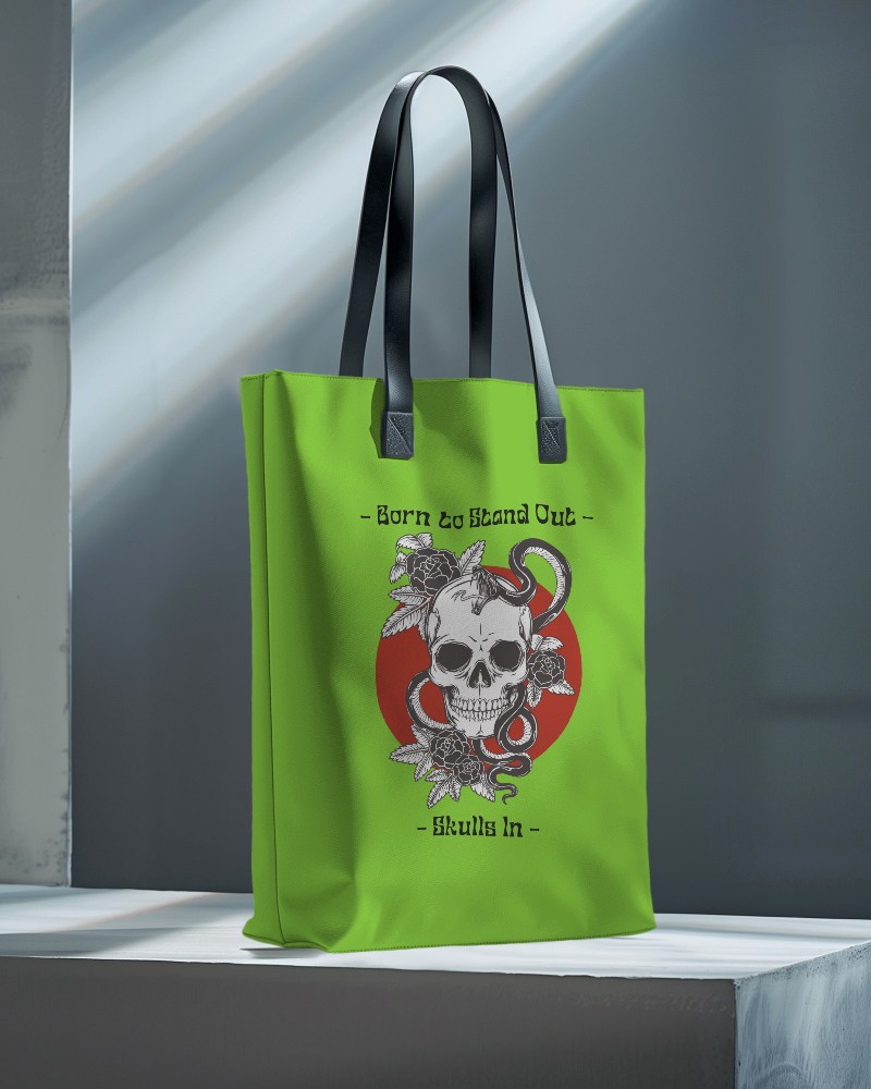 Slim Tote Bag Mockup With Black Straps