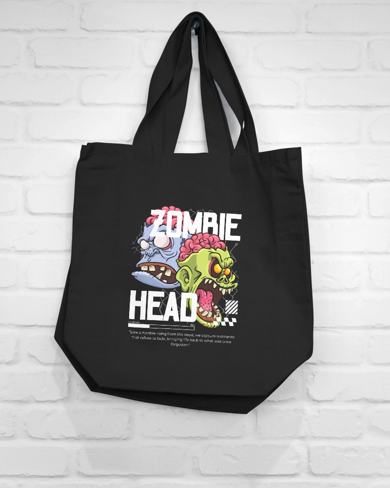 Empty Totebag Mockup Hanging On White Wall
