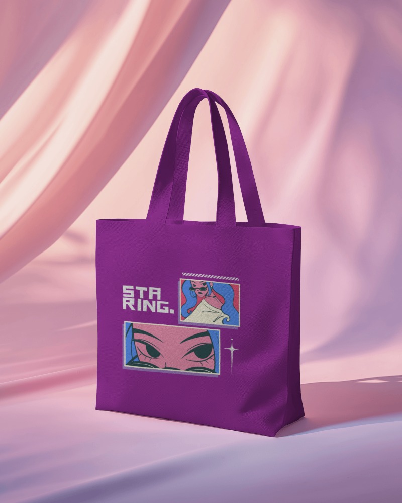 Totebag Mockup Against Pink Draped Backdrop