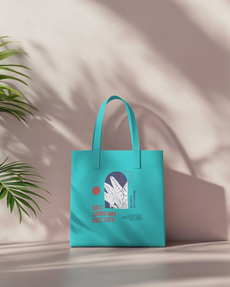 Totebag Mockup Lying In Dim Lit Room With Shadows