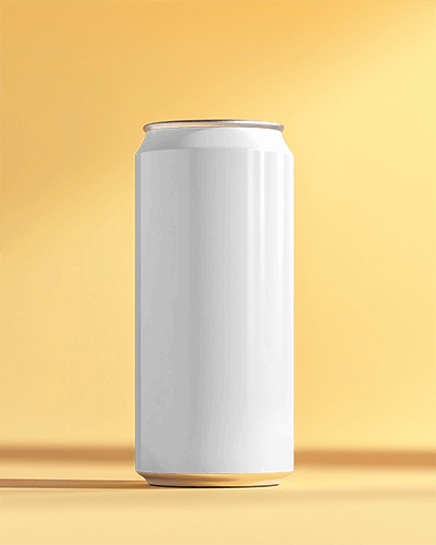 Isolated White Aluminum Soda Can Mockup With Editable Label On Yellow Background