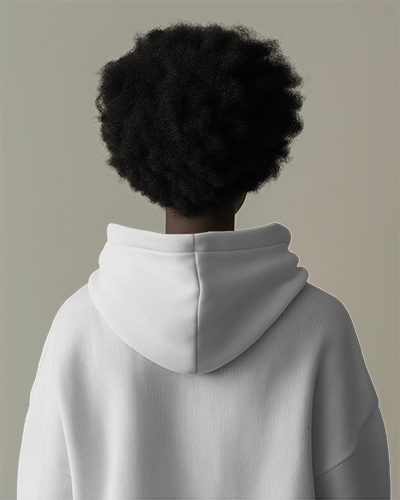 Afro Hair Model With Back Print Hoodie Mockup