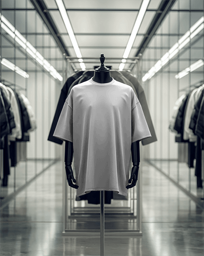 Luxury Retail T Shirt Mockup Black Mannequin In Modern High End Boutique Setting Sleek And Minimalist Ambience 572