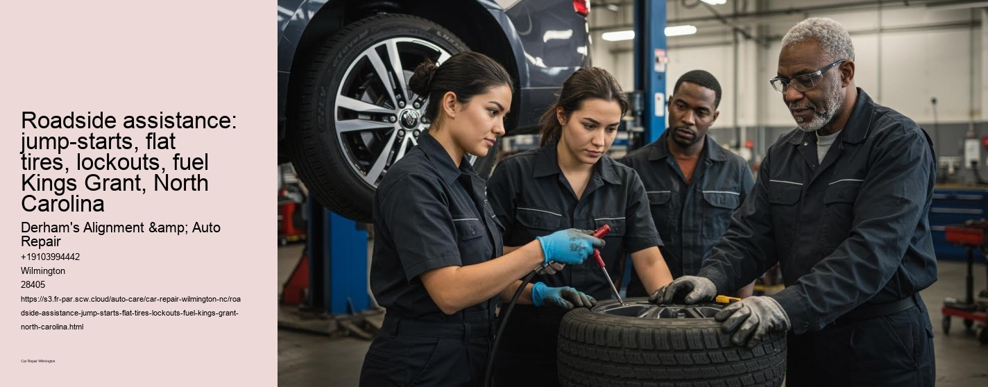 Roadside assistance: jump-starts, flat tires, lockouts, fuel Kings Grant, North Carolina