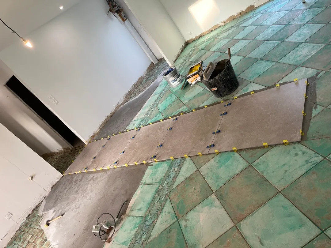 pose de carrelage 90/90cm