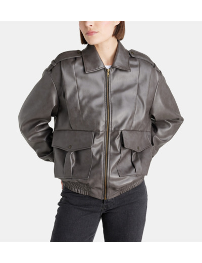 Blouson enduit vieilli grandes poches