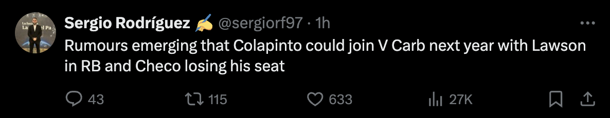 Liam Lawson will take Sergio Perez's seat at Red Bull in 2025