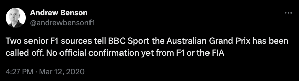 Australian GP to be called off