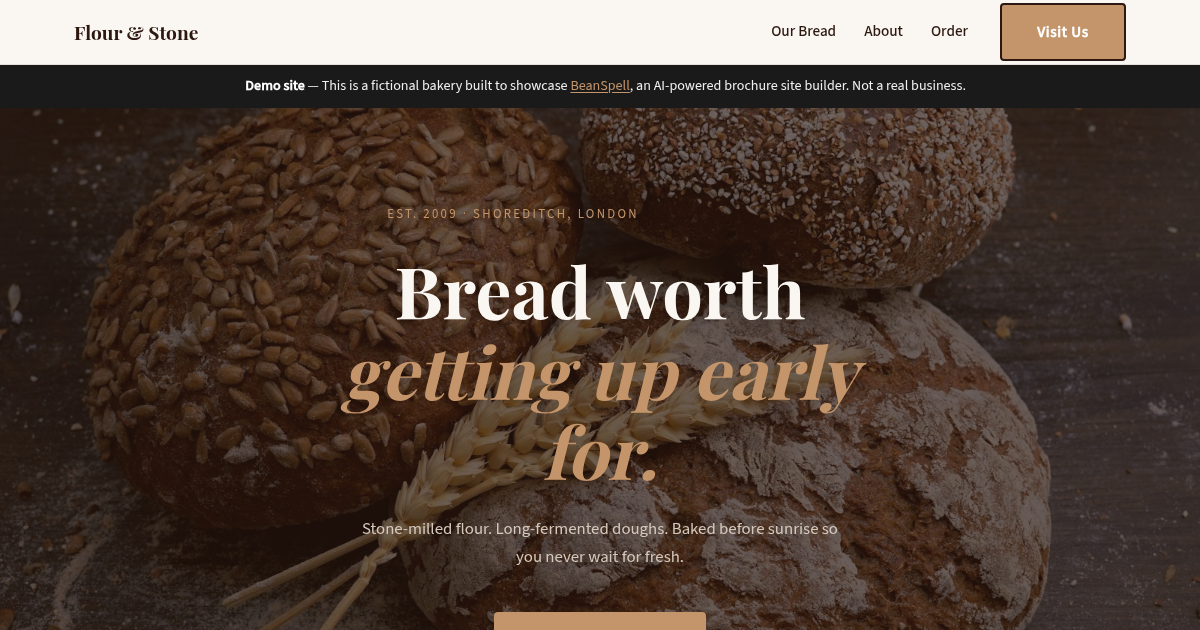 Flour and Stone Bakery website
