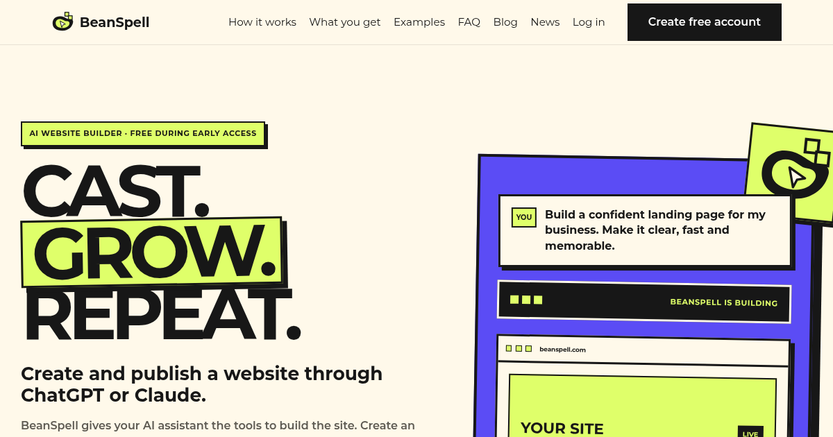 BeanSpell landing page
