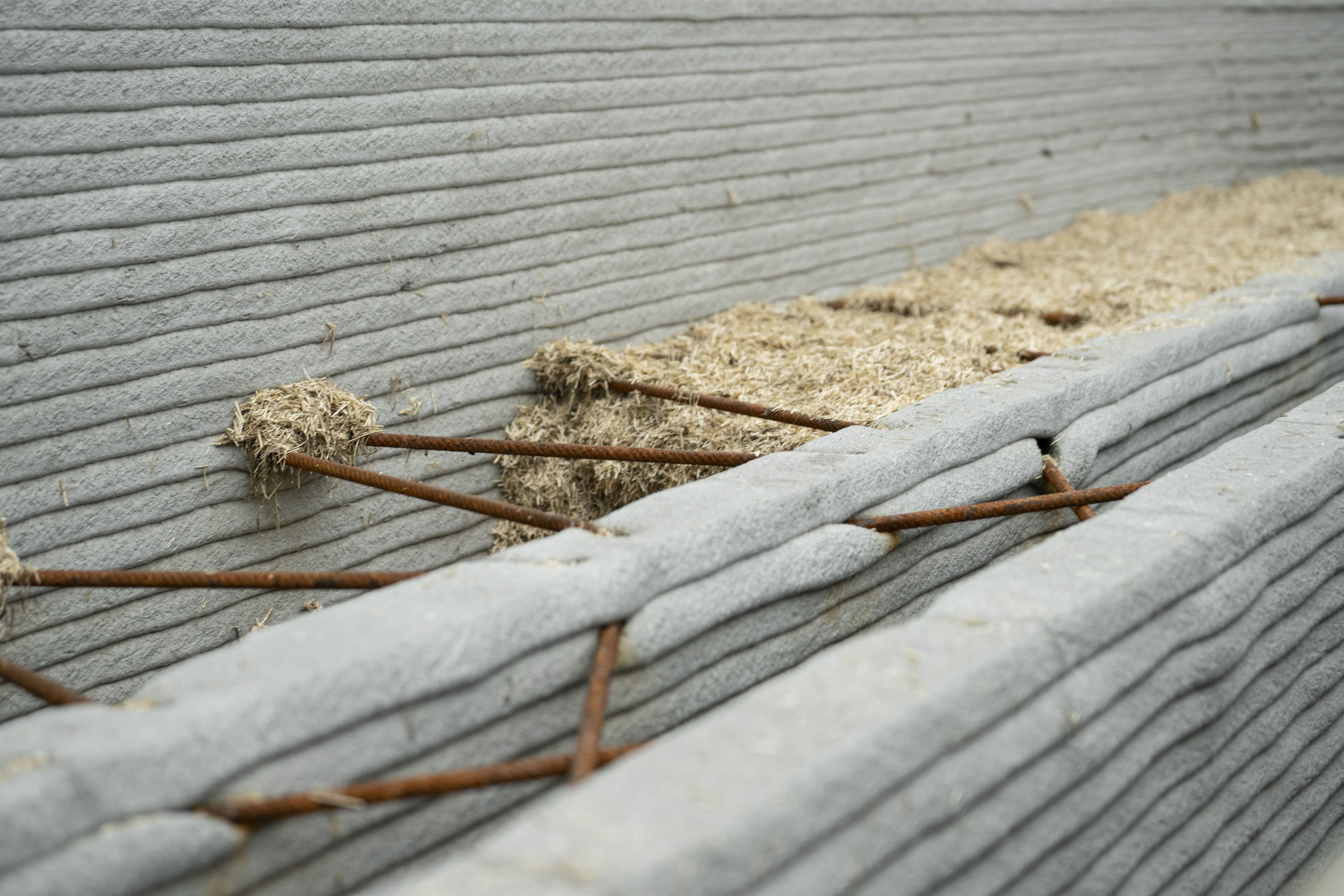 Close-up of a flax concrete wall