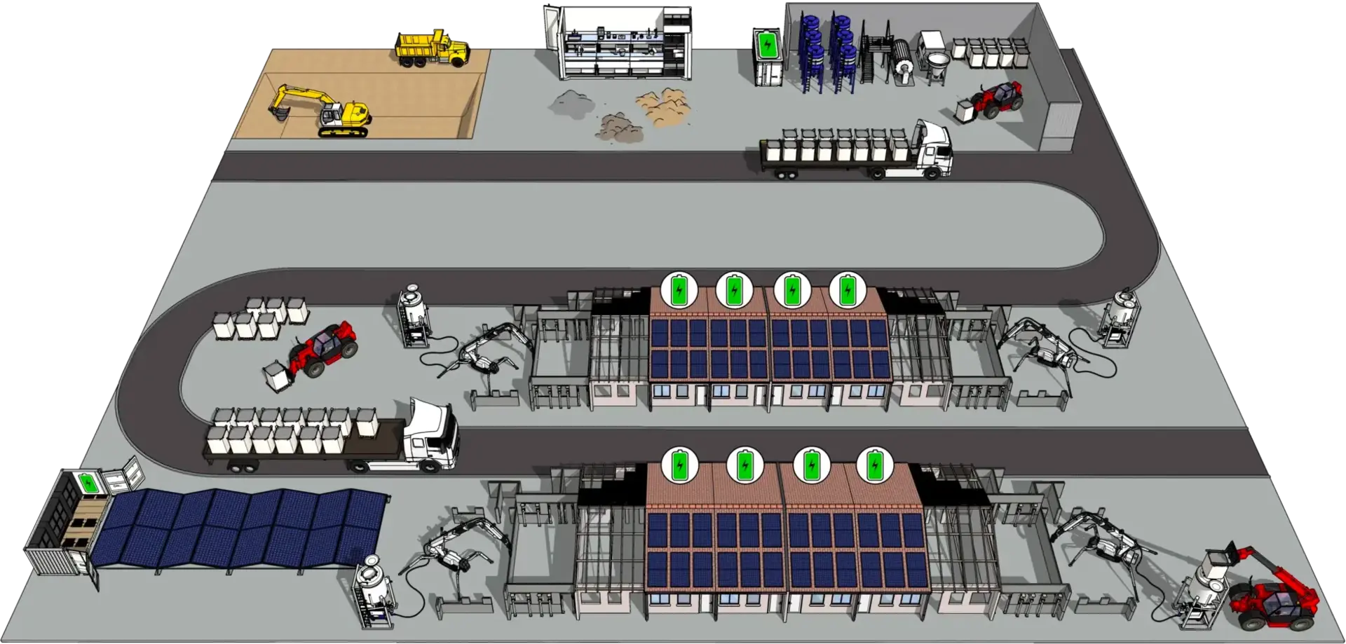 3D plan of four buildings