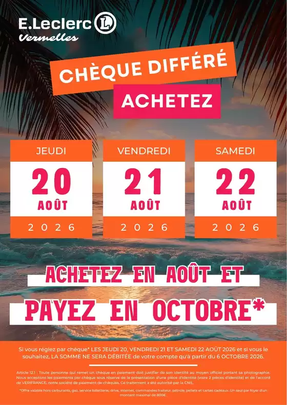 Couverture du catalogue Operation cheque differe