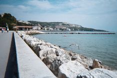 View of Balchik, a coastal town north of Varna and popular destination for Romanian and Bulgarian tourists during the summer.